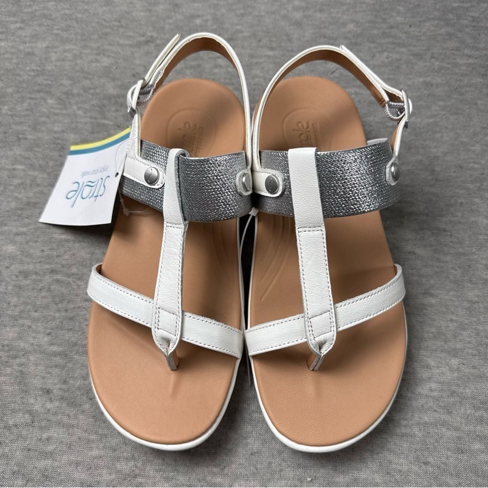 NWT‎ Strole Breeze Women's White Sandals with Orthotic Arch Support Size 7 - Picture 2 of 7